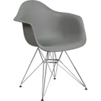 image of Flash Furniture FH-132-CPP1-GY-GG Alonza Series Gray Polypropylene Armchair with Chrome Base