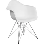 image of Flash Furniture FH-132-CPP1-WH-GG Alonza Series White Polypropylene Armchair with Contour Design and Chrome Base