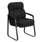 image of Flash Furniture GO-1156-BK-GG Executive Side Chair, 250 lb, Microfiber Upholstery, Black Metal Sled Base