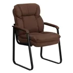 image of Flash Furniture GO-1156-BN-GG Executive Side Chair, 250 lb., Microfiber, Brown, Contoured Cushions, Black Sled Base
