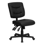 image of Flash Furniture GO-1574-BK-GG Swivel Task Chair, 34"-40-1/4" Adjustable Height, 250 lb Capacity, Mid‑Back Tufted LeatherSoft Upholstery, Black Nylon Base with Dual Casters, Armless, Triple Paddle Control
