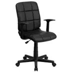 image of Flash Furniture GO-1691-1-BK-A-GG Swivel Chair, 34"-38-3/4" Height, 250 lb, Black Vinyl, Nylon Arms, Casters