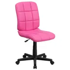image of Flash Furniture GO-1691-1-PINK-GG Swivel Chair, 34"-38-3/4" 250 lb, Vinyl, Pink, Armless, Casters, Base