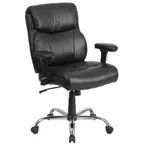 image of Flash Furniture GO-2031-LEA-GG Hercules Chair Black, 39.5-44" Height, 400 lb, Upholstered Chrome Base, Casters
