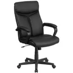 image of Flash Furniture GO-2196-1-GG Chair 40-3/4"-44-3/4" Height, 250 lb, Black Leather Back/Seat Padded Arms Casters