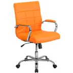 image of Flash Furniture GO-2240-ORG-GG Swivel Office Chair, 37-40" Height, 250 lb, Orange Vinyl, Chrome Arms, Casters