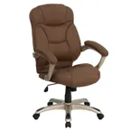 image of Flash Furniture GO-725-BN-GG Chair, 41-1/2"-45-1/4" Ht, 250 lb, Back, Pad Arms, Microfib, Casters, Brown