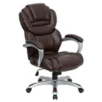 image of Flash Furniture GO-901-BN-GG Office Chair, Brown LeatherSoft, 41"-44-3/4" height, 250 lb, high back, casters