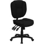 image of Flash Furniture GO-930F-BK-GG Chair, 35-41" Height, 250 lb, Fabric, with Casters, Armless, Paddle Controls