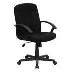 image of Flash Furniture GO-ST-6-BK-GG Office Chair, 36-1/4"-40-1/2", 250 lb, Fabric Seat, Black with Casters, Tilt-Lock
