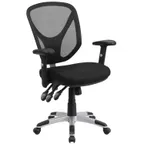 image of Flash Furniture GO-WY-89-GG Swivel Task Chair, 39"-43-3/4" Height, 250 lb, Mesh Seat, Black Base, Triple Paddle