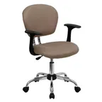 image of Flash Furniture H-2376-F-COF-ARMS-GG Task Chair, Mesh, Nylon Arms, Coffee, 33.5-37.5" Height, 250 lb, Casters
