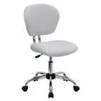 image of Flash Furniture H-2376-F-WHT-GG Swivel Task Chair, White Mesh Armless, 250 lb, Chrome Base Casters