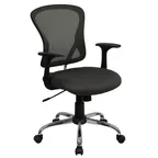 image of Flash Furniture H-8369F-DK-GY-GG Chair, 36"-40" Height, 250 lb, Mesh Back/Seat, Nylon Arms, Lock, Lumbar