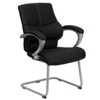 image of Flash Furniture H-9637L-3-SIDE-GG Executive Side Chair, Black, 250 lb., LeatherSoft Upholstery, Silver Finish