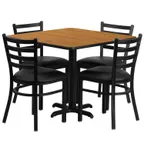 image of Flash Furniture HDBF1015-GG 36x36 Square Table & 4 Chair Set, Black T-Mold Edge, MDF Table Top, 30 Height