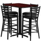 image of Flash Furniture HDBF1018-GG 24x42 Square Table & 4 Bar Stool Set, Black Mahogany Finish, 42 Height