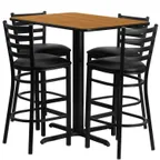 image of Flash Furniture HDBF1019-GG 24x42 Square Table & 4 Bar Stool Set, Black Finish, MDF Table Top