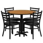 image of Flash Furniture HDBF1031-GG 36" Round Table & 4 Chair Set, Black T-Mold Edge, Cast Iron Base