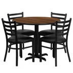 image of Flash Furniture HDBF1032-GG 36" Round Table & 4 Chair Set, Black/Walnut Finish, MDF/Metal