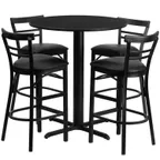 image of Flash Furniture HDBF1033-GG 24" Round Table & 4 Bar Stool Set, Black Laminate, Metal Frame