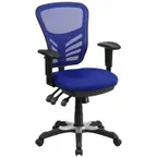 image of Flash Furniture HL-0001-BL-GG Swivel Chair, 36-3/4"-43-1/2" 250 lb, Blue Mesh Back, Seat/Arms, Casters, Base