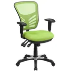 image of Flash Furniture HL-0001-GN-GG Swivel Chair, Green Mesh Back/Seat, 36.75"-43.5" Height, 250 lb, Arms, Nylon Base