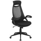 image of Flash Furniture HL-0018-GG Chair, 45-3/4"-48-1/4" Height 250 lb, Black Mesh Headrest Padded Arms, Dual Casters