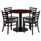 image of Flash Furniture MD-0004-GG Round Table & Chair Set, 36" Dia., 30"H, Mahogany Finish, 4 Chairs