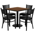 image of Flash Furniture MD-0005-GG 30x30 Square Table & 4 Chair Set, Black T-Mold Edge, Walnut Finish