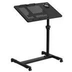 image of Flash Furniture NAN-JG-06B-BK-GG Mobile Stand-Up Computer Desk, 22.5"W x 17.5"D, Adjustable 22"-36.5"H, Black Laminate Top, 360° Swivel, Powder Coated Steel Frame