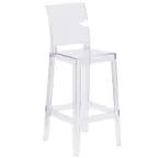 image of Flash Furniture OW-SQUAREBACK-29-GG Ghost Bar Stool, 330 lb. Capacity, Square Back, Contoured Seat, Molded Polycarbonate