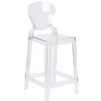 image of Flash Furniture OW-TEARBACK-24-GG Ghost Counter Stool, 330 lb, Tear Back, Contoured Seat, Molded Polycarbonate