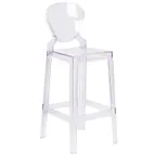 image of Flash Furniture OW-TEARBACK-29-GG Ghost Bar Stool, 330 lb, Tear Back, Contoured Seat, Molded Polycarbonate