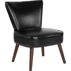 image of Flash Furniture QY-A02-BK-GG Hercules Holloway Accent Chair, LeatherSoft Upholstery, Black, Mahogany Wood Legs