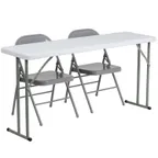 image of Flash Furniture RB-1860-1-GG Folding Training Table & Chair Set, 60x18, Gray, 330 lb, Rectangular, Waterproof