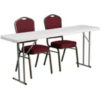 image of Flash Furniture RB-1872-1-GG Folding Training Table & Chair Set, 72x18, 220 lb, Rectangular, Gray & Burgundy