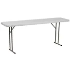 image of Flash Furniture RB-1872-GG Training Folding Table, 72"W x 18"D x 29"H, Granite White Plastic Top, Gray Metal Legs, 220 lbs