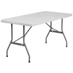 image of Flash Furniture RB-3060-GG Rectangular Folding Table, 60"W x 30"D x 29"H, Granite White Plastic Top, Gray Metal Legs, 260 lbs
