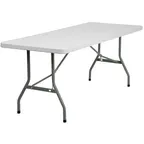 image of Flash Furniture RB-3072-GG Folding Table, 72"W x 30"D x 29"H, Granite White Plastic Top, Gray Metal Legs, 330 lbs, Rectangular, Indoor/Outdoor
