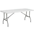 image of Flash Furniture RB-3072FH-GG Folding Table, 72"W x 30"D x 29"H, Granite White Plastic, 330 lbs, Rectangular, Bi-Fold, Indoor/Outdoor