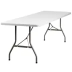 image of Flash Furniture RB-3096-GG Folding Table, 96"W x 30"D x 29"H, Granite White Plastic Top, Gray Metal Legs, 661 lbs, Rectangular, Indoor/Outdoor