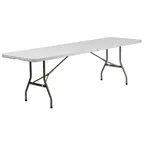 image of Flash Furniture RB-3096FH-GG Rectangular Folding Table, 96"W x 30"D x 29"H, Granite White Plastic Top, Gray Metal Legs, 661 lbs