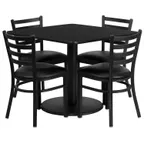 image of Flash Furniture RSRB1013-GG 36x36 Square Table & 4 Chair Set, Black Finish, MDF Table Top, Metal Chairs