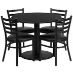 image of Flash Furniture RSRB1029-GG 36" Round Table & 4 Chair Set, Black Laminate, Metal Frame, 30"H