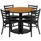 image of Flash Furniture RSRB1031-GG 36" Round Table & 4 Chair Set, Black T-Mold Edge, MDF Table Top, Black Vinyl Chairs