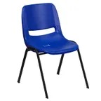 image of Flash Furniture RUT-12-NVY-BLACK-GG Stacking Chair, Blue Seat, Black Frame, 440 lbs, Vented Back, Stacks