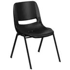 image of Flash Furniture RUT-12-PDR-BLACK-GG - Stack Chair, 440 lb, Black Frame, Plastic Seat & Back, Indoor/Outdoor