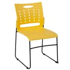 image of Flash Furniture RUT-2-YL-GG Chair, Yellow, 881 lbs, Plastic Seat, Cut‑Out Back, Black Frame, 5‑Chair Stack
