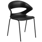 image of Flash Furniture RUT-4-BK-GG Stackable Chair, 440 lb, Black Metal Frame, Plastic Seat & Back, 4‑High Stack